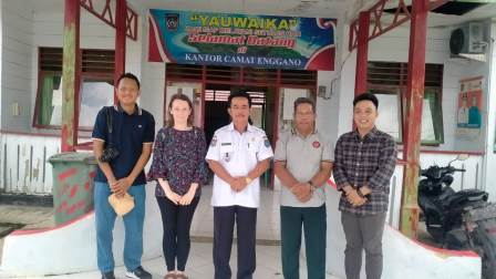 Gede, Charlotte, Pak Milson, and Engga meeting with the head of the Enggano district, Mr. Susanto, MD, S.Pd.